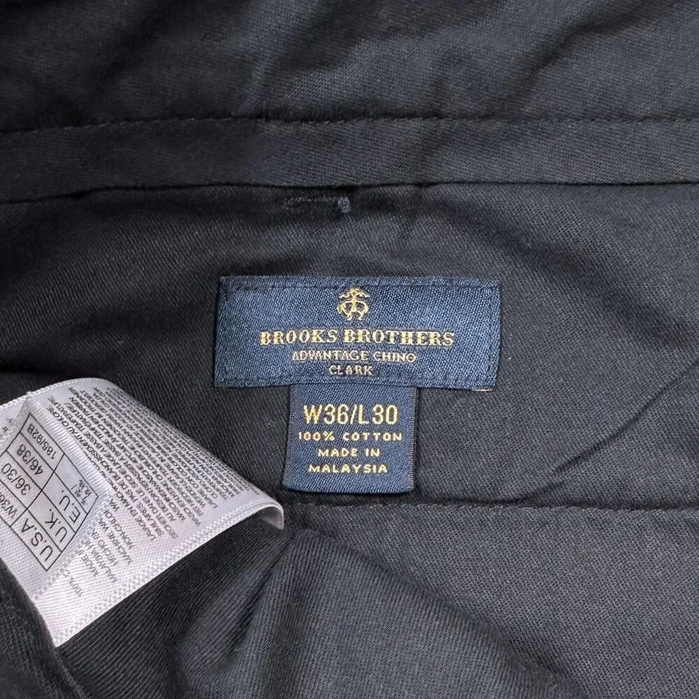 Brooks Brothers Mens 36x30 Navy Blue Advantage Chino Clark Fit Flat Front Pants - Picture 3 of 6